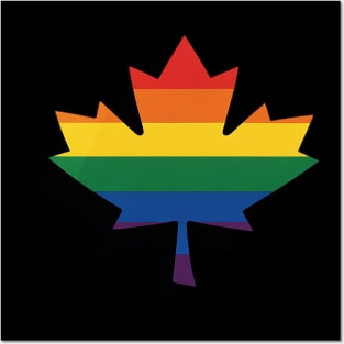 Canadian Pride Rainbow Flag Maple Leaf LGBT Pride Month Posters and Art